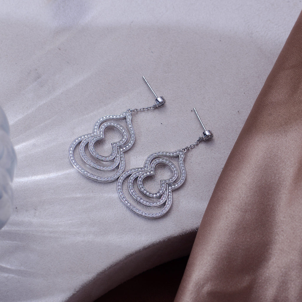 S925 Sterling Silver Moissanite Dangle Earrings For Women  Layered Hollow Teardrop Drop Earrings With GRA Certificate Platinum Plated Elegant Jewelry Gift Box Set Vera Lux