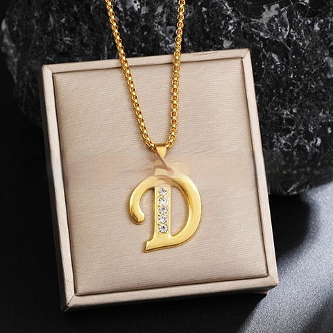 26 Diamond-Encrusted English Alphabet Necklaces Vera Lux
