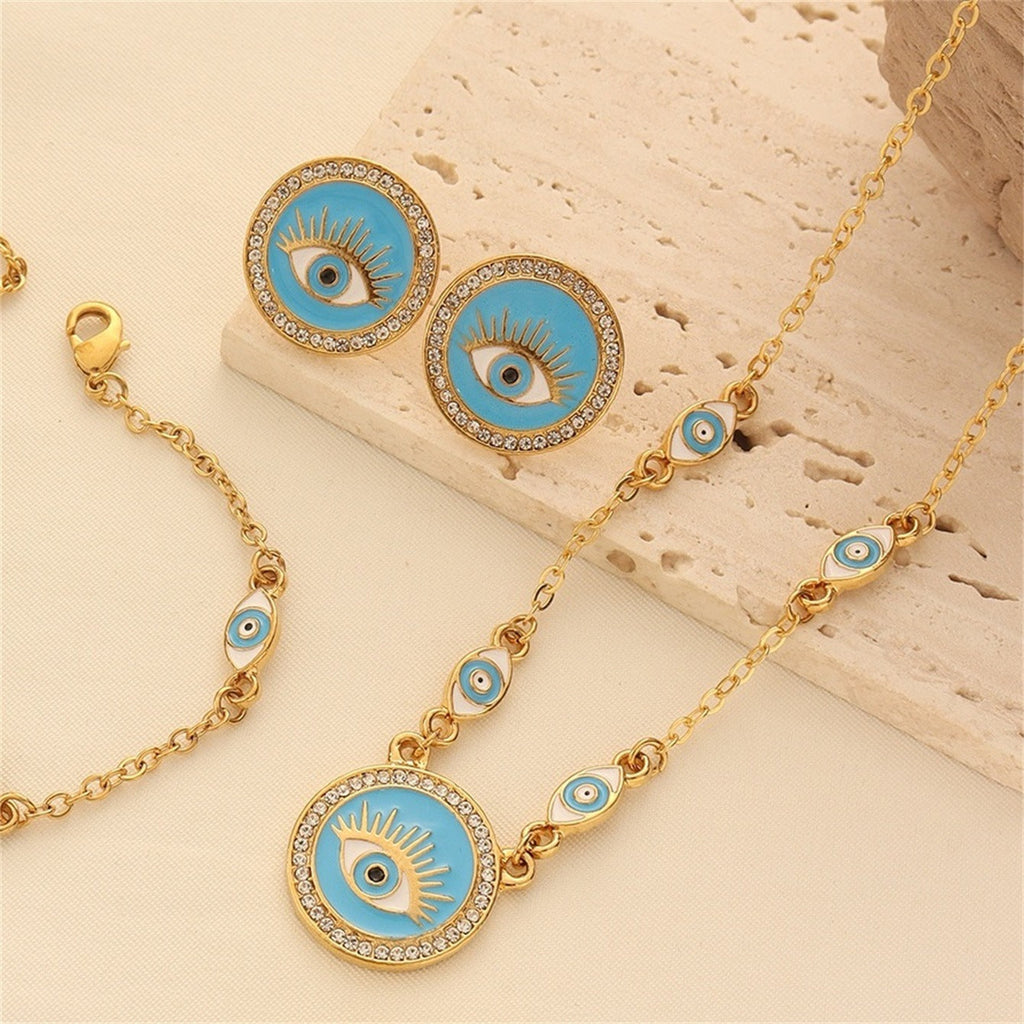 Bohemian Evil Eye Necklace, Bracelet and Earring Set Vera Lux