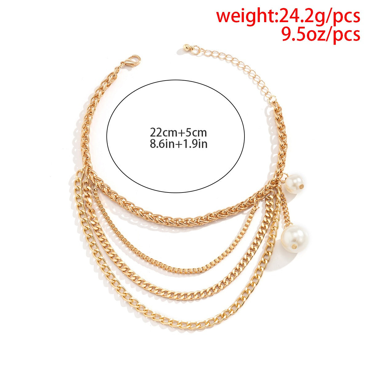 Beach Imitation Pearl Pendant Tassel Chain Anklet Vera Lux