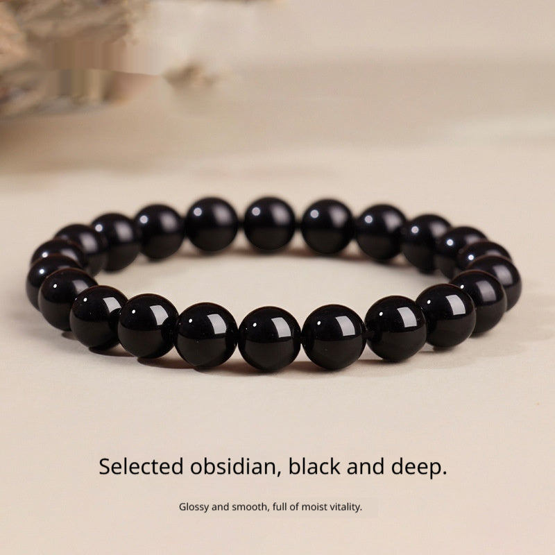 Natural Black Gold Obsidian Plain-Loop Bracelet Vera Lux