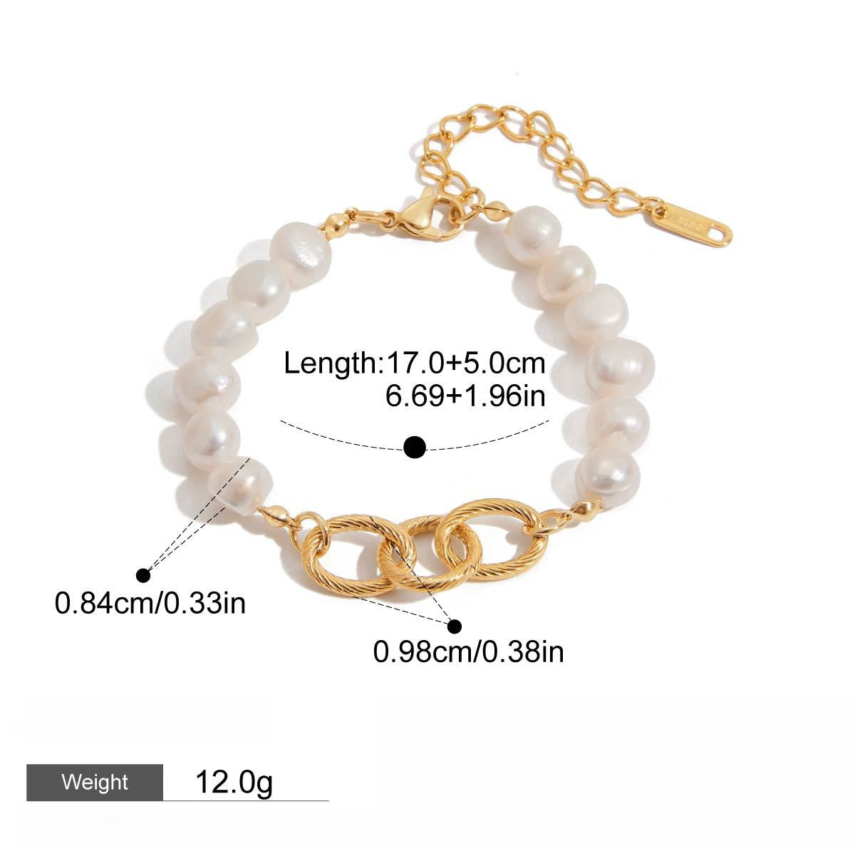 18k gold stainless steel pearl bracelet Vera Lux