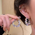 Sparkling Cubic Zirconia Hoop Earrings For Women, Dainty Gold Plated Bling Crystal Hoop Earrings, Luxury Elegant Party Jewelry Gift Vera Lux