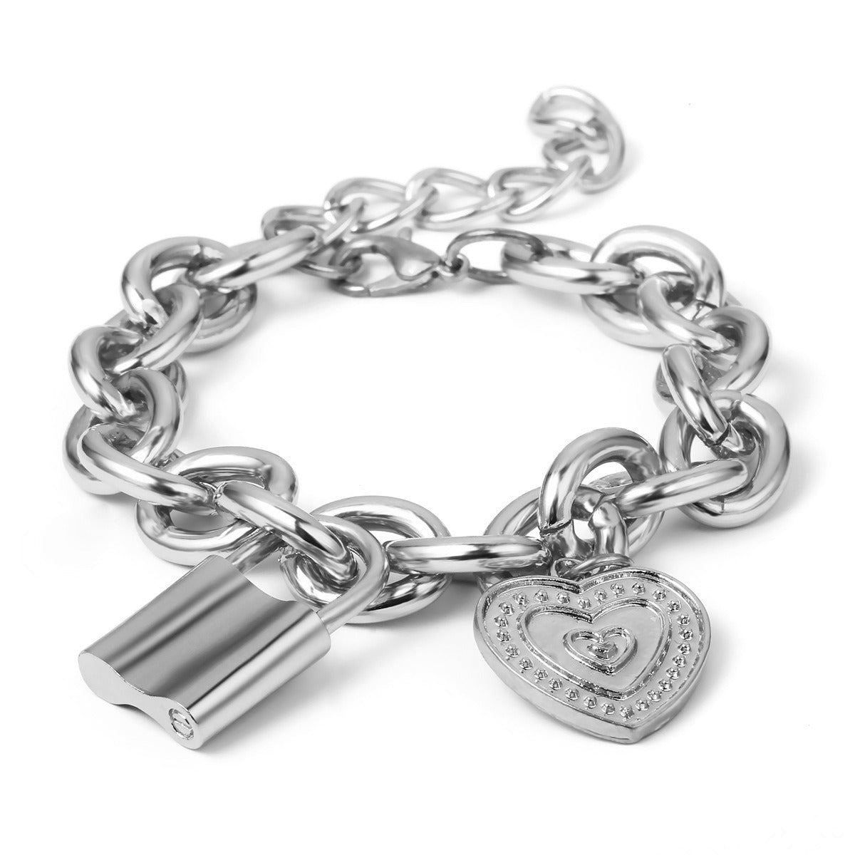 18k gold multi-layer lock-shaped retro street style bracelet Vera Lux