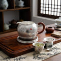 Pure 999 Fine Silver Handcrafted Silver Tea Fair Cup with Floral Relief and Wooden Handle - Handicraft Vera Lux