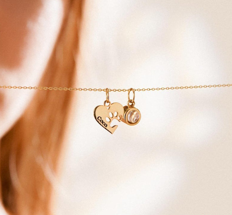 Personalized Heart & Paw Print Photo Custom Necklace Vera Lux