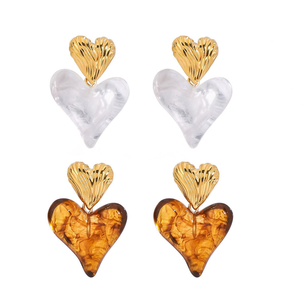 18K gold heart-shaped design light luxury noble earrings Vera Lux