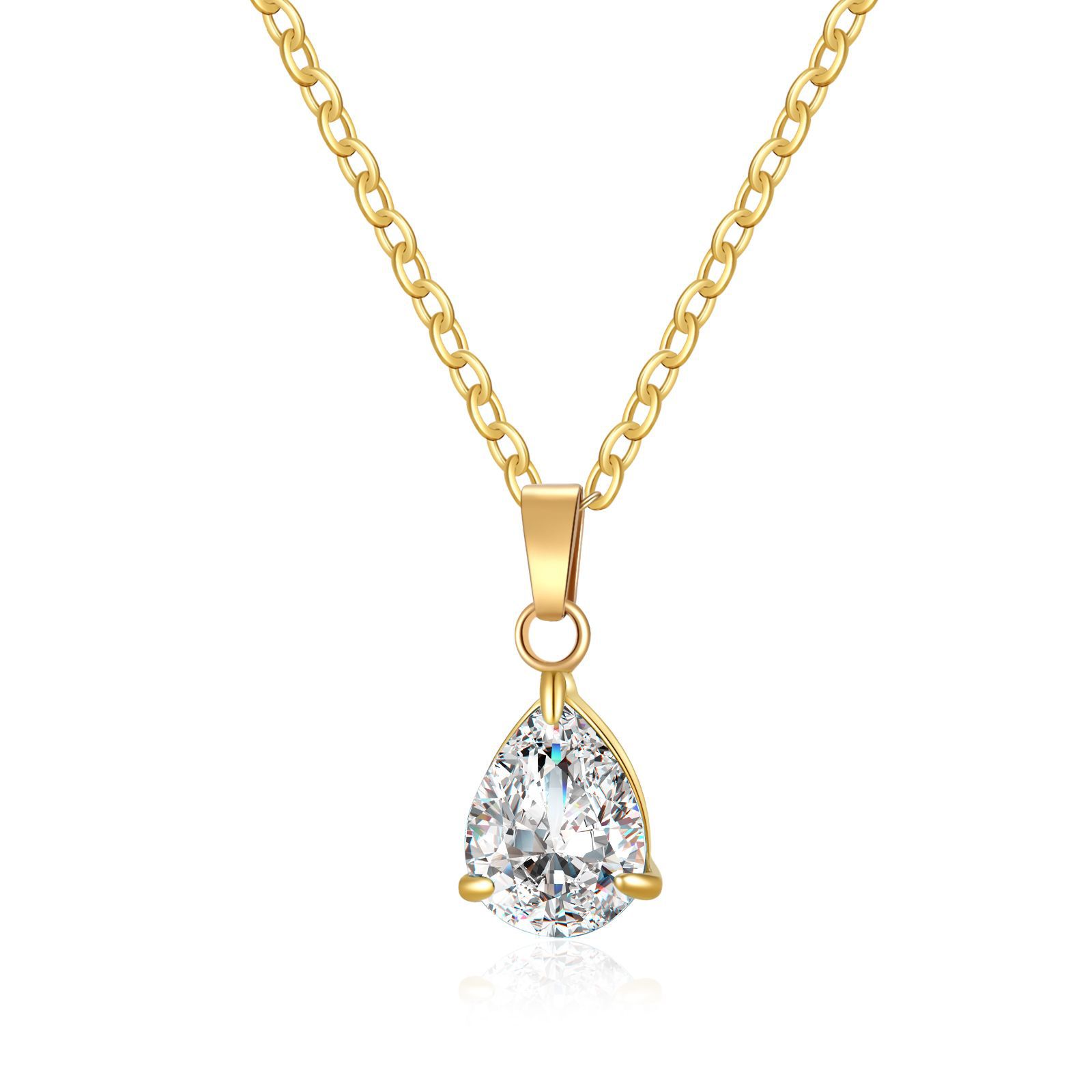 3A Water Drop Zircon Small Pendant Solitaire Pear-Shaped Zircon Womens Clavicle Chain Vera Lux