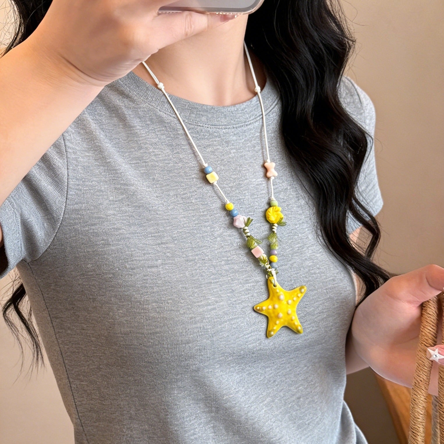 Dopamine Colorful Starfish Beaded Necklace For Women Vera Lux