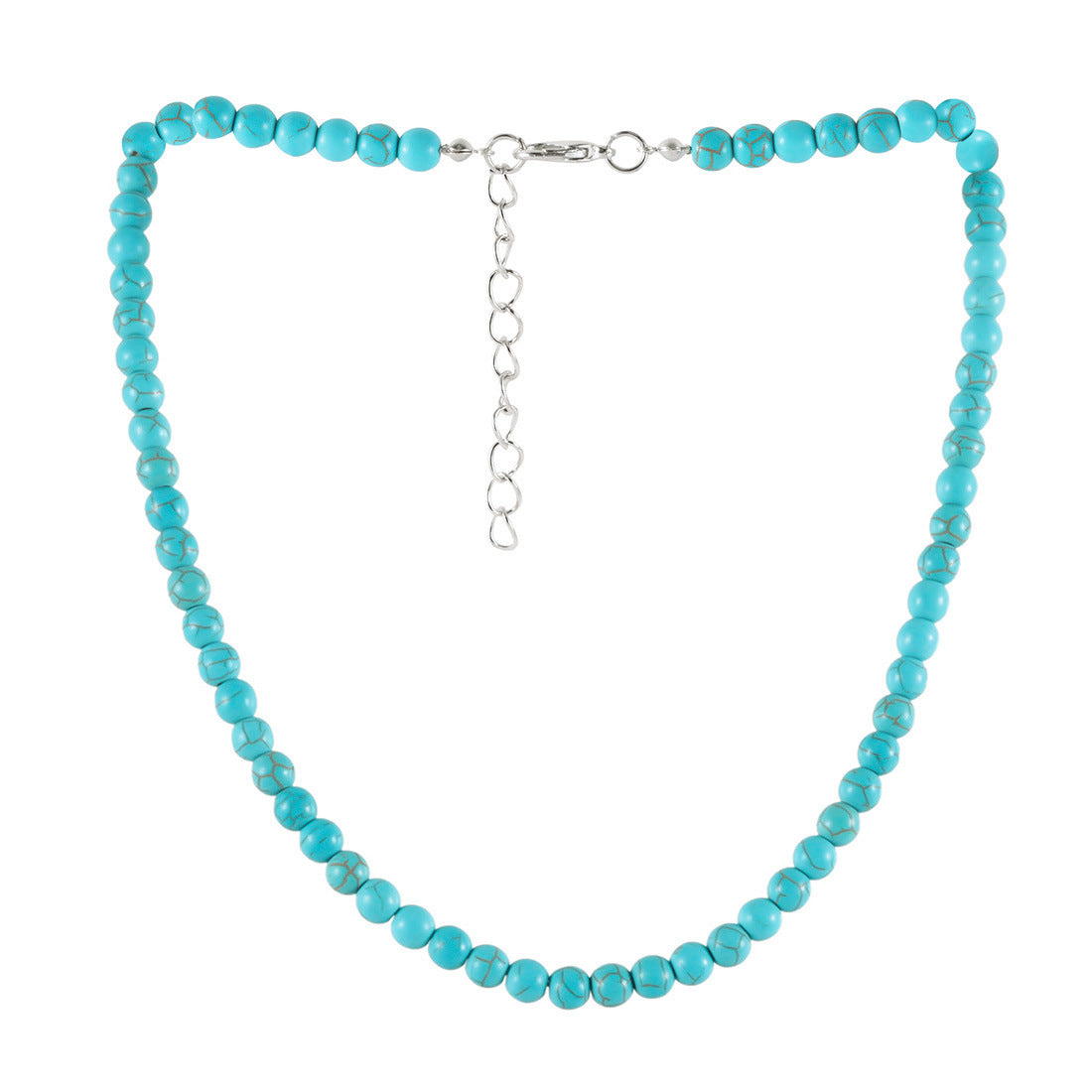 Simple Retro Turquoise Round Bead Necklace Vera Lux