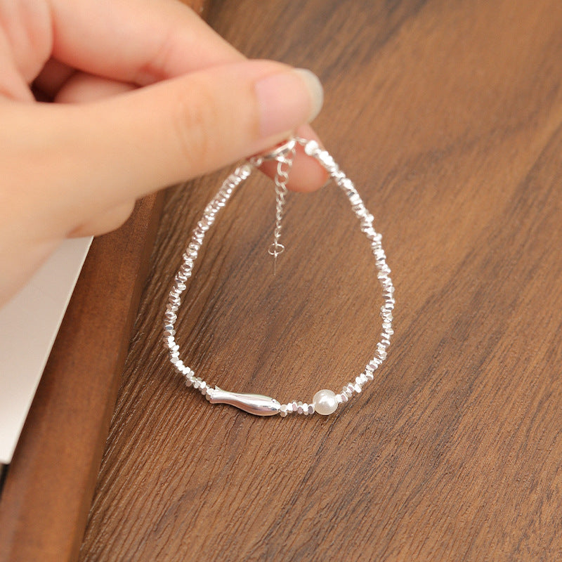 S925 Sterling Silver Little Fish & Broken Silver Pearl Bracelet For Women, New 2025 Design, Light Luxury Niche Exquisite Bracelet Vera Lux