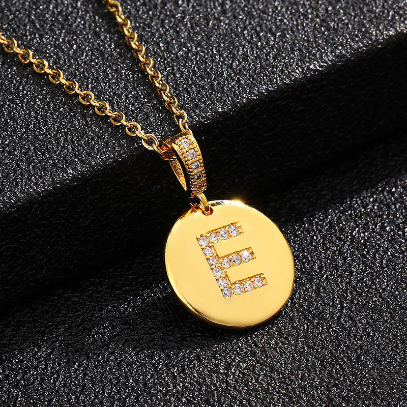 Zircon Initial Disc Necklace Collection Vera Lux