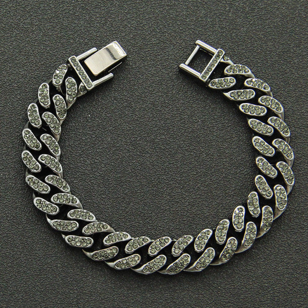Full Diamond Cuban Chain Bracelet Personalized Street Dance Motorcycle Men Vera Lux