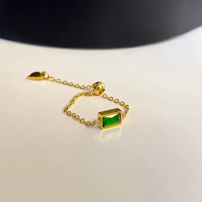 Non-fading Titanium Steel, Trendy And Niche Instagram-style, Light Luxury With A Premium Feel18K Gold Sugar-cube Emerald Set, Exquisitely Crafted And Versatile For Women This Summer Vera Lux