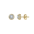 925 Sterling Silver Elegant Gold CZ Halo Stud Earrings with Butterfly Backs Vera Lux