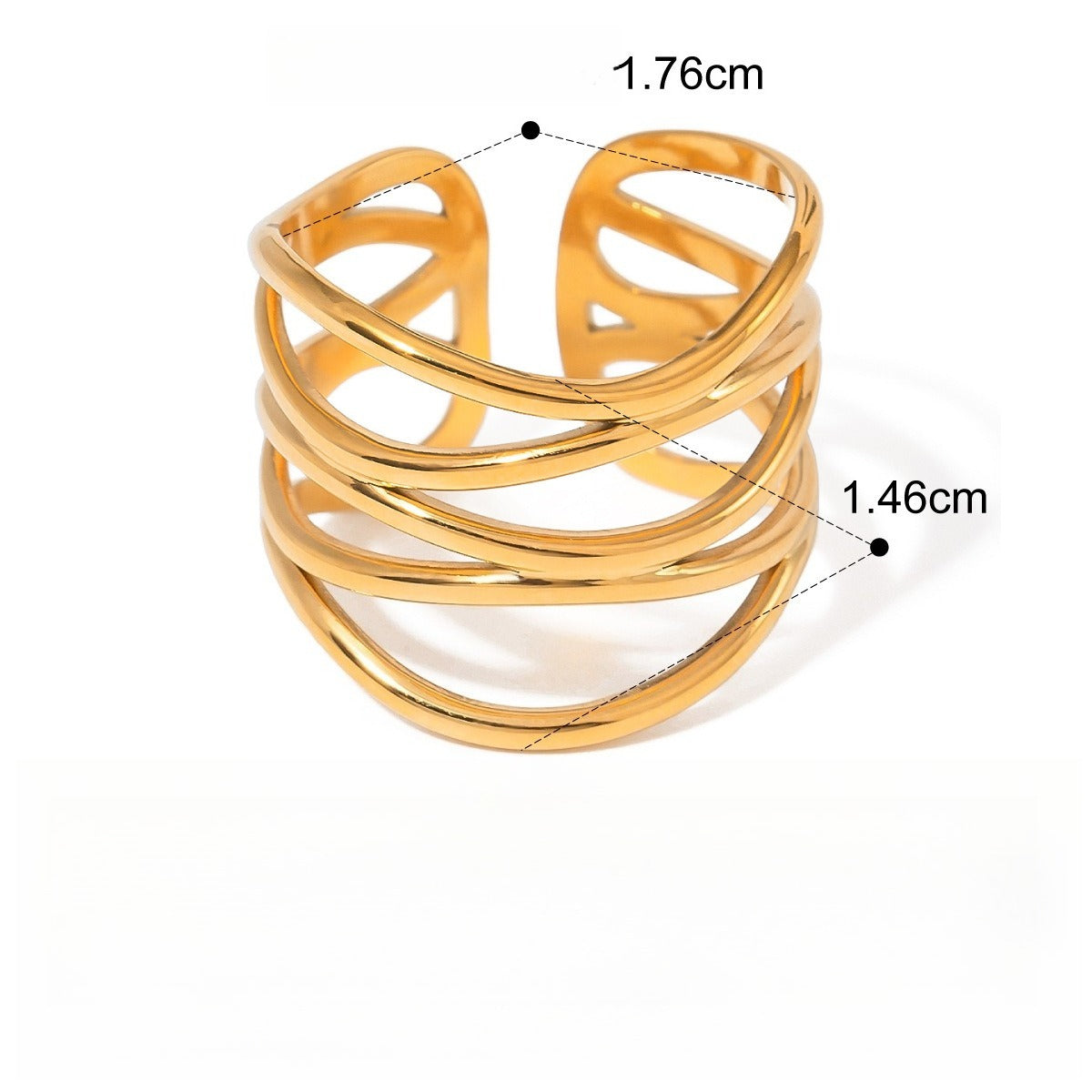 18K gold titanium steel open ring Vera Lux