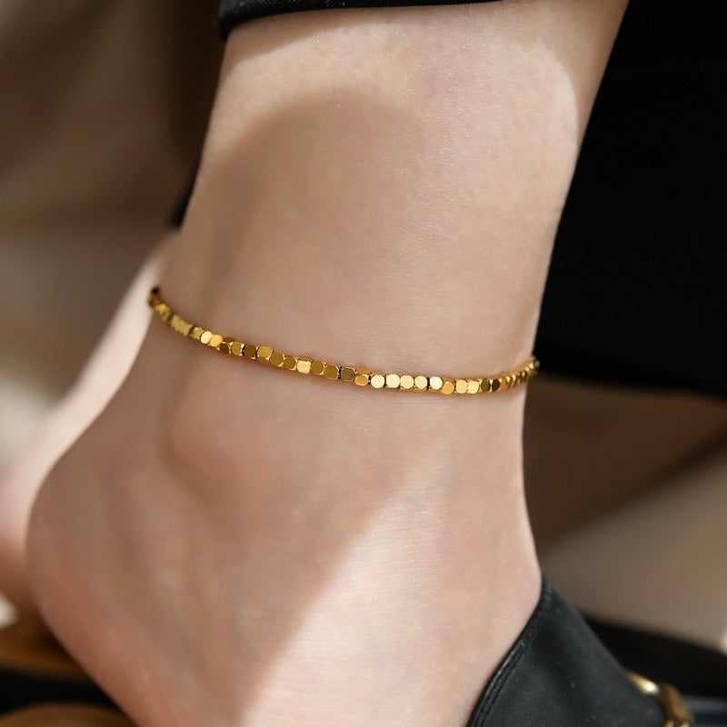 Light luxury 18K gold and silver anklet Vera Lux