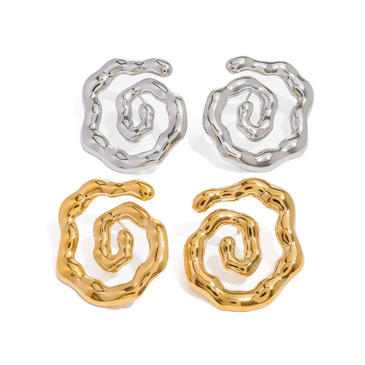 18K gold hollow thread with texture design simple and elegant earrings Vera Lux