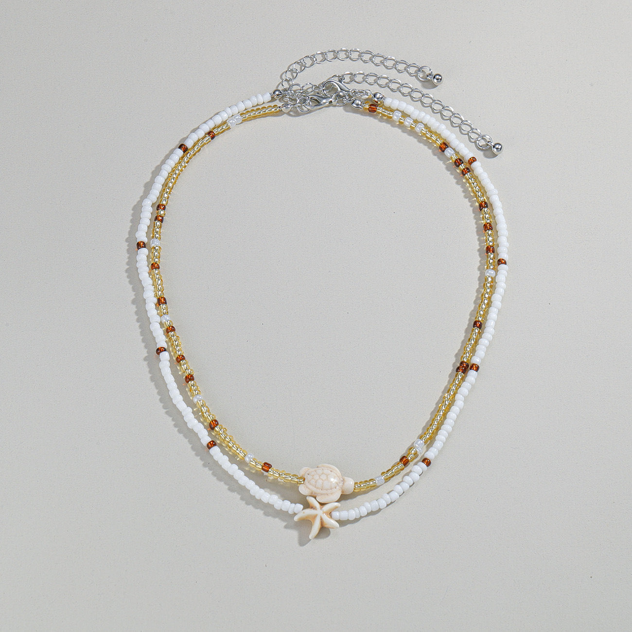 Cross-border Fashion Ocean-Style Turquoise Starfish Turtle Seed Bead Necklace Vera Lux