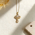 Stainless Steel Inlaid Rhinestone Cross Pendant Necklace Vera Lux