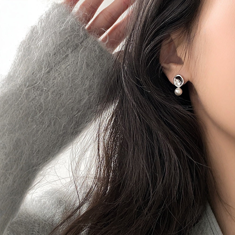 Pearl Geometric Stud Earrings For Women Vera Lux