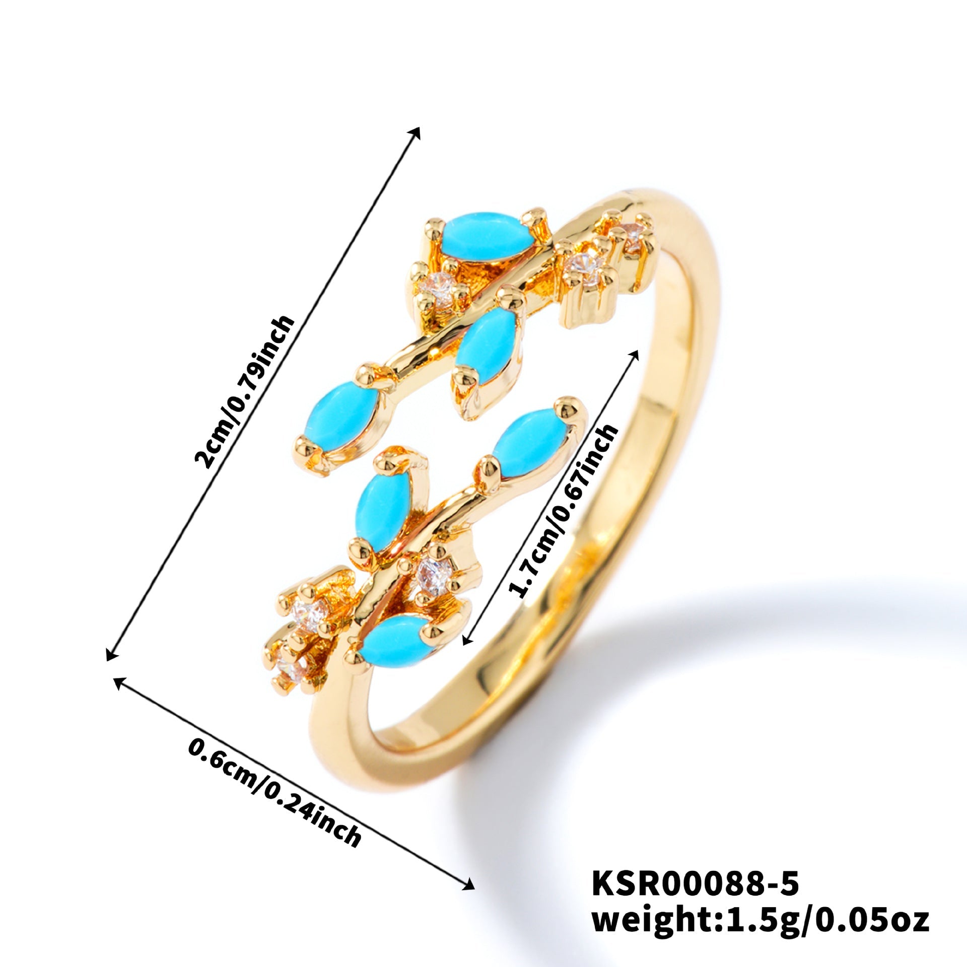 Womens Personality Leaf Ring Vera Lux