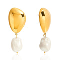 18K gold-plated pearl and titanium steel stud earrings Vera Lux