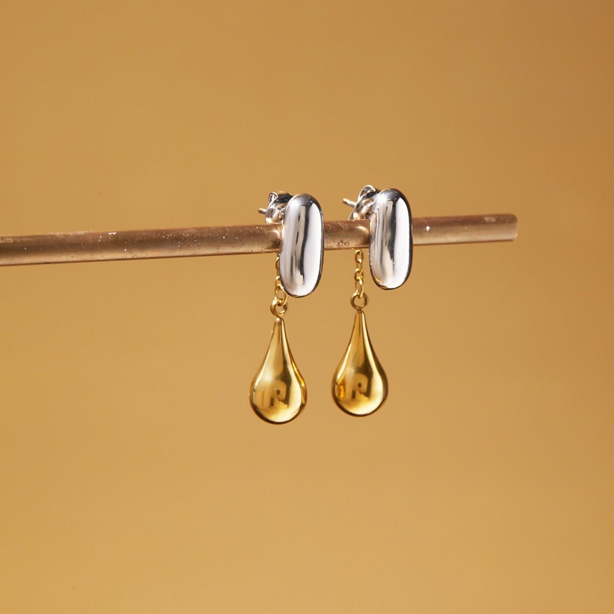 18K gold and S925 silver two-tone teardrop front and back stud earrings Vera Lux