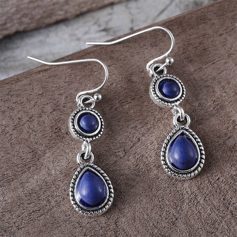 Retro Ethnic-Style Floral Waterdrop-Shaped Alloy Earrings Vera Lux