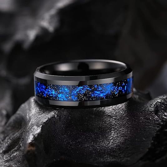 Tungsten Steel Blue Meteor Ring Vera Lux