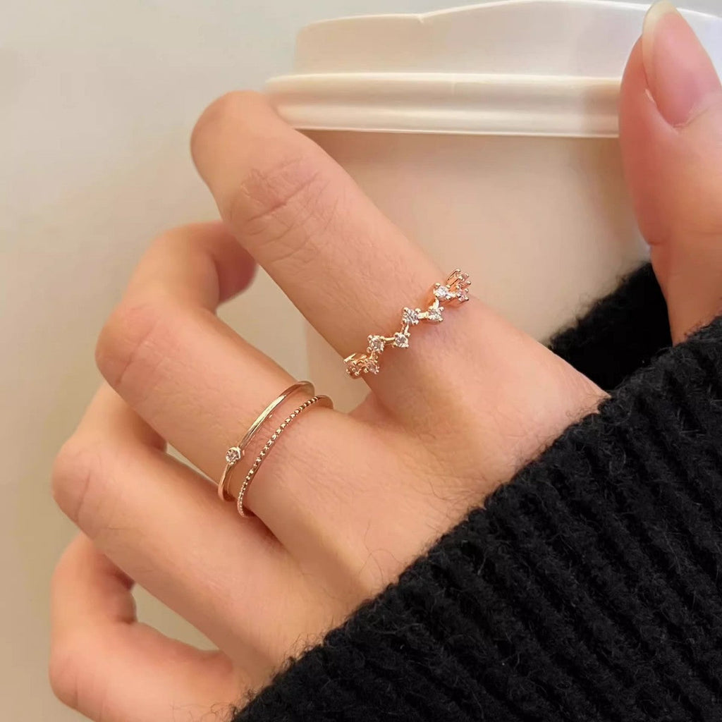 Star Zircon Ring For Women, Niche Twist Band, Luxury High-End Pinky & Index Finger Ring Vera Lux