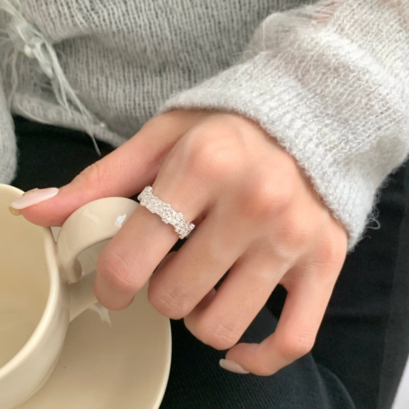 Minimalist Silver-Plated Plain Band Ring For Women, Anti-Fade Adjustable Open Ring, Korean Style Niche High-End Design Vera Lux