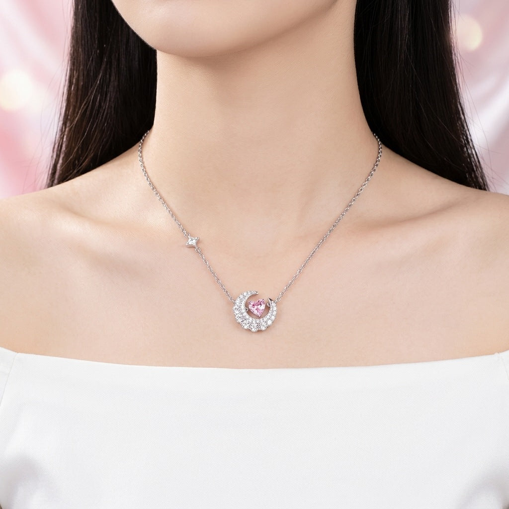Phantom Dream Heart Moon Necklace Womens Clavicle Chain Vera Lux