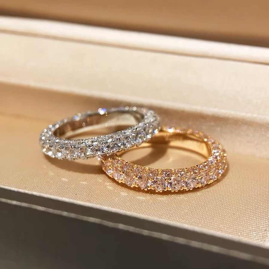 Womens Minimalist, Versatile Three-stone Zircon Ring Vera Lux