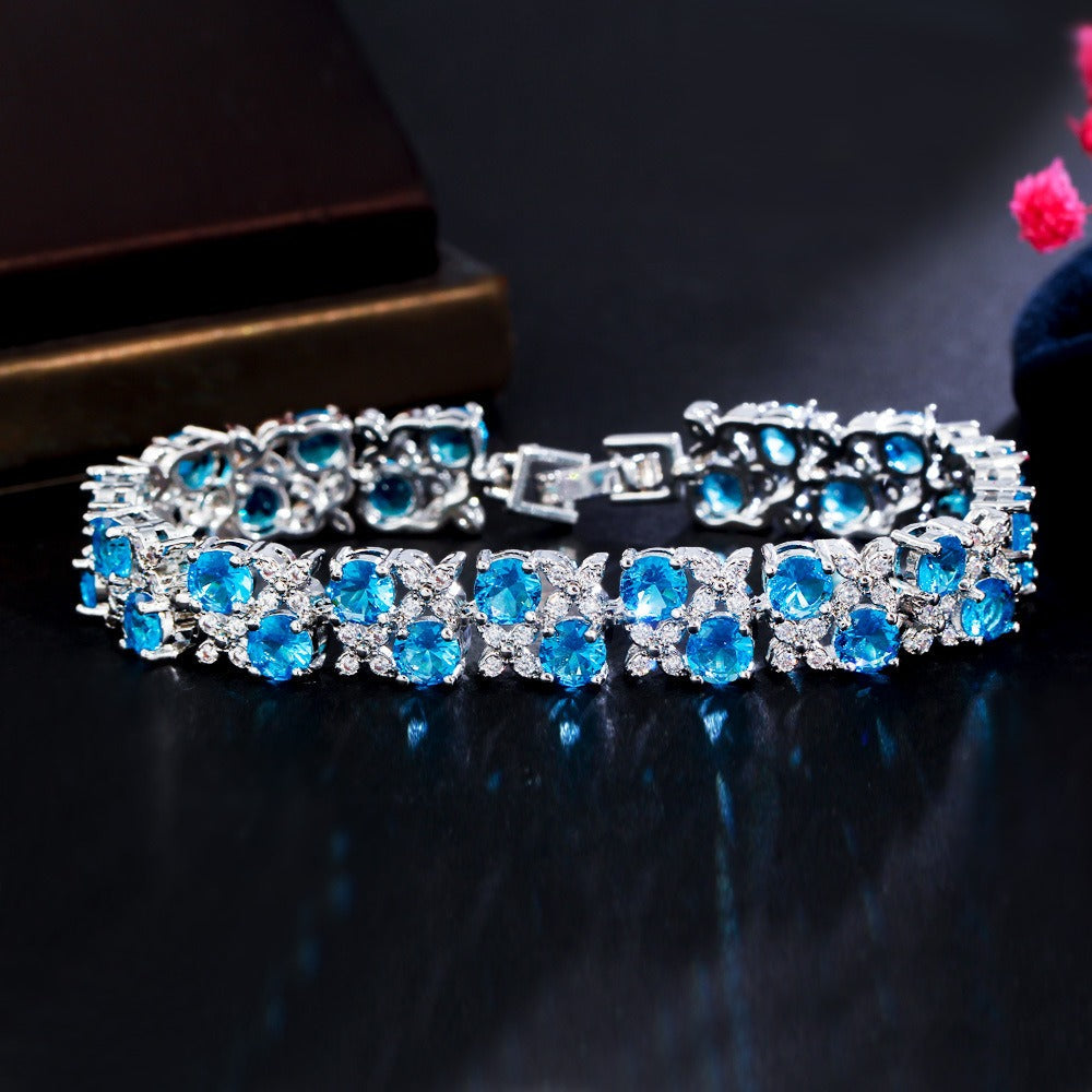 Zircon micro-inlaid gemstone and sparkling diamond-plated bracelet Vera Lux
