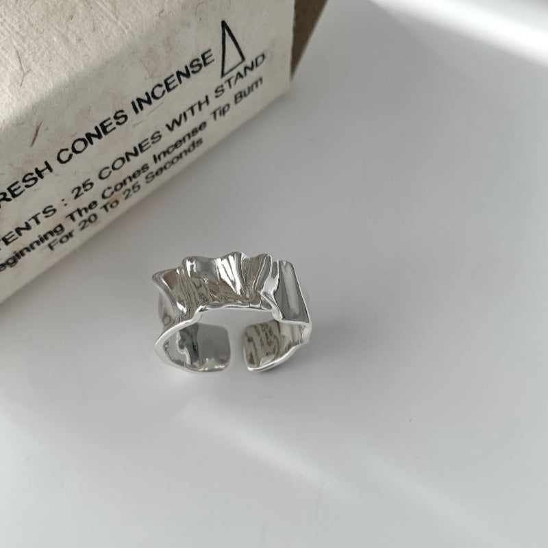 Korean Irregular Texture Wave Ring For Women & Men, Neutral Style, Open Adjustable Ring, INS Niche Index Finger Accessory Vera Lux