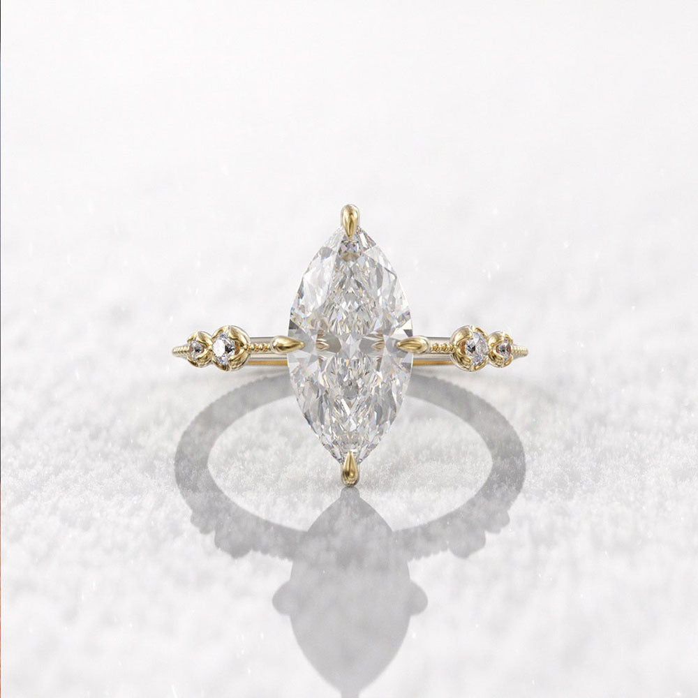 Classic Four-claw Hand-set Marquise-cut Zircon Ring For Women Vera Lux