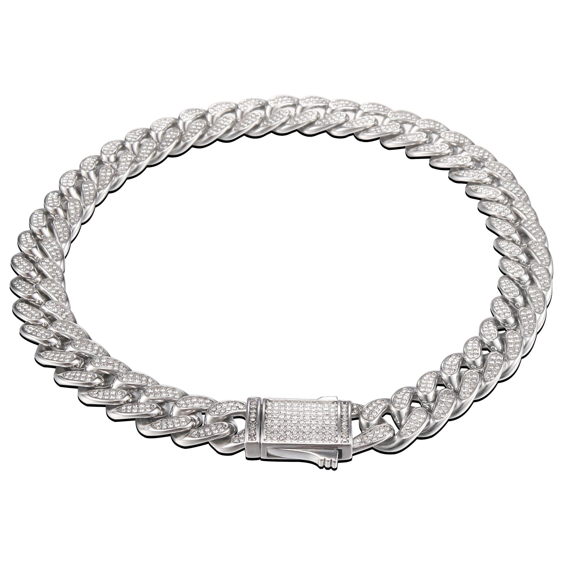 Stainless Steel Titanium Steel Cuban Chain Necklace Bracelet Vera Lux