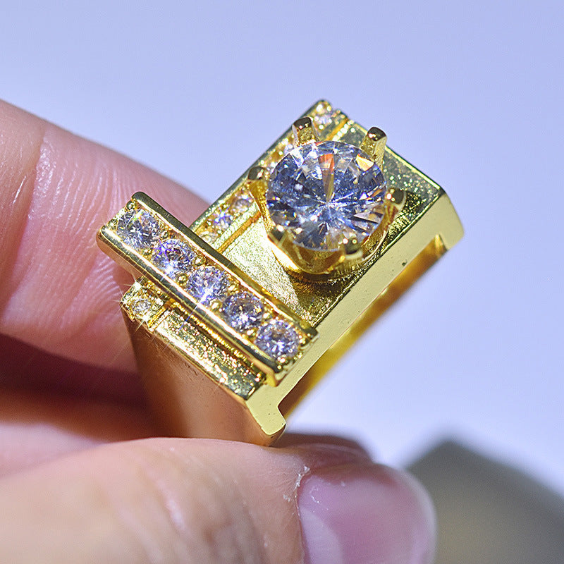 Gold-plated Engagement Ring With Simulated Diamonds Vera Lux