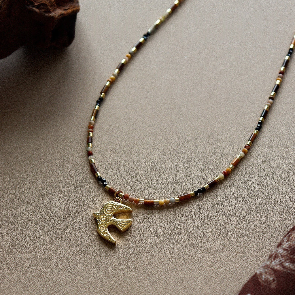 Simple And Stylish Tiger's Eye Bird Necklace For Women Vera Lux