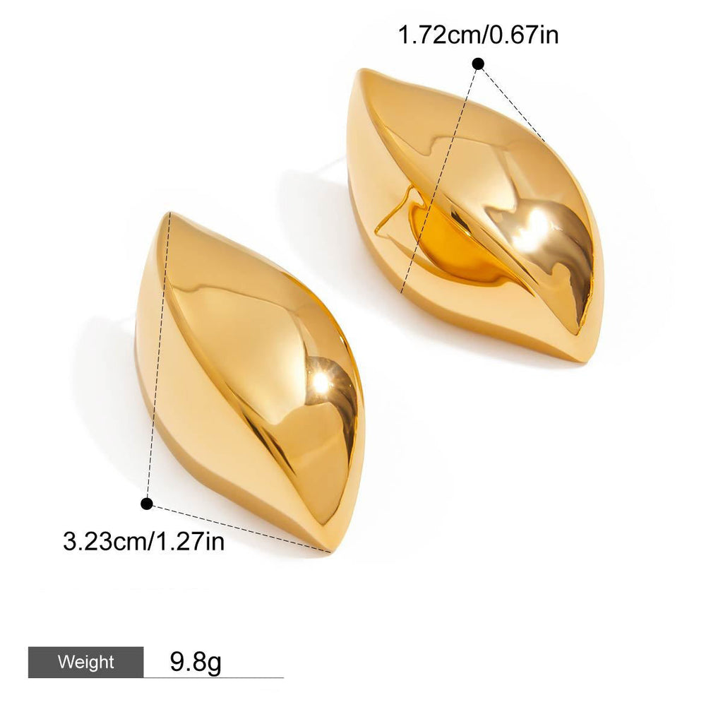 18K gold geometric shape with gold and silver color matching design simple personality earrings Vera Lux