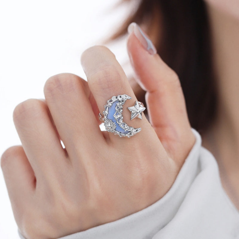 Lava Blue Moon Ring For Women Light Luxury High-End Vera Lux