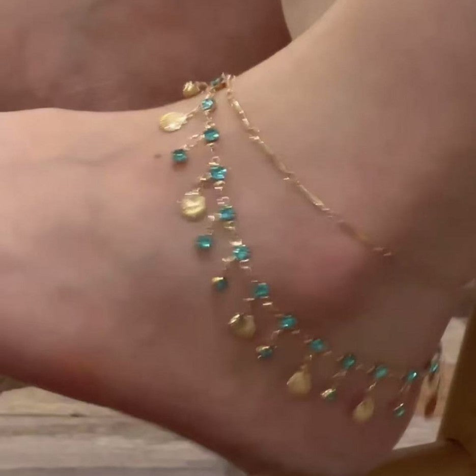 Ultra-shimmering Double-layer Shell Tassel Delicate Anklet Vera Lux