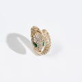 Snake-Shaped Adjustable Open Ring with Zircon Inlay Vera Lux