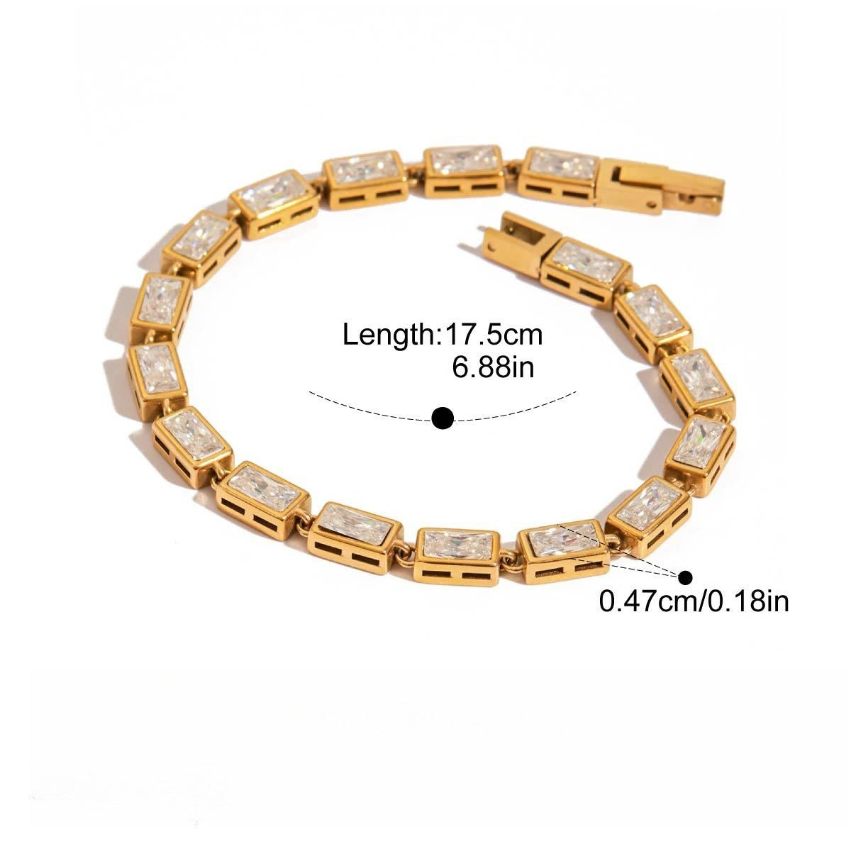 18K gold-plated titanium steel bracelet with rhinestones Vera Lux