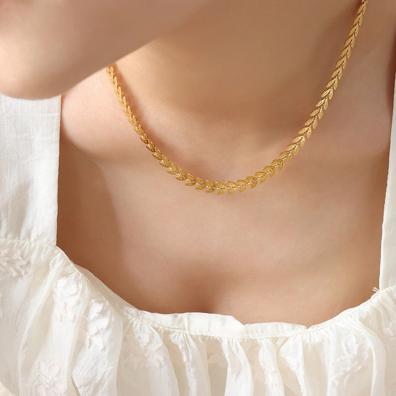 18K Gold-Plated Leaf Titanium Steel Necklace Vera Lux