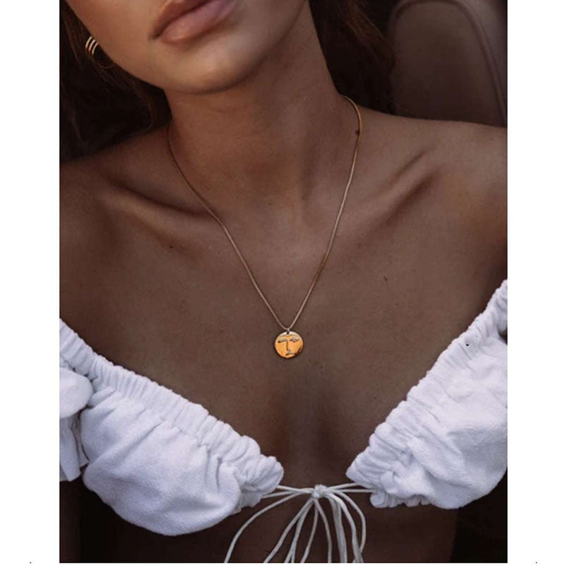 Women's Vintage Statement Gold Coin Necklace Vera Lux