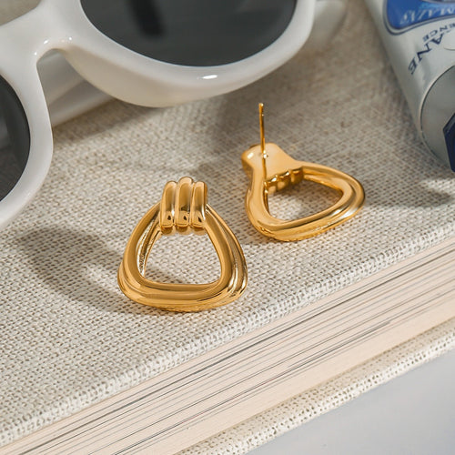 18K gold geometric triangle with hollow design light luxury fashion earrings Vera Lux