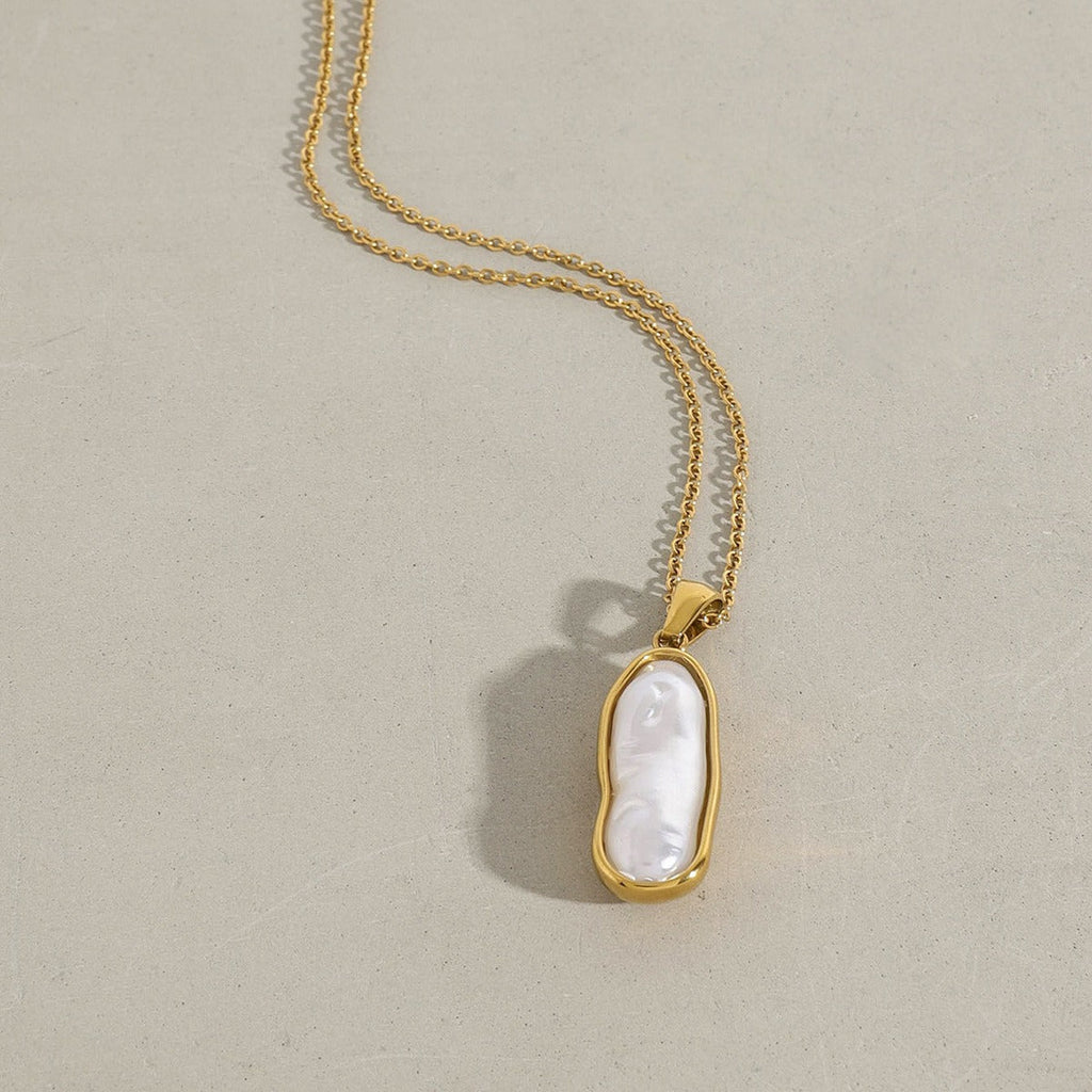 18K gold inlaid irregular pearl design light luxury noble pendant necklace Vera Lux