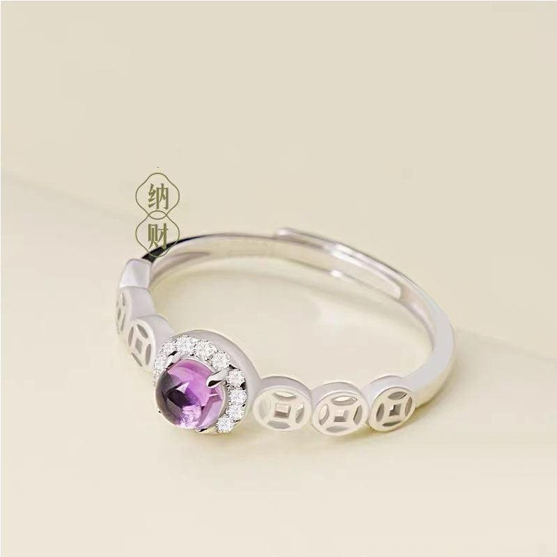 Ring Girl Wang Cai Purple Copper Coin Niche Vera Lux